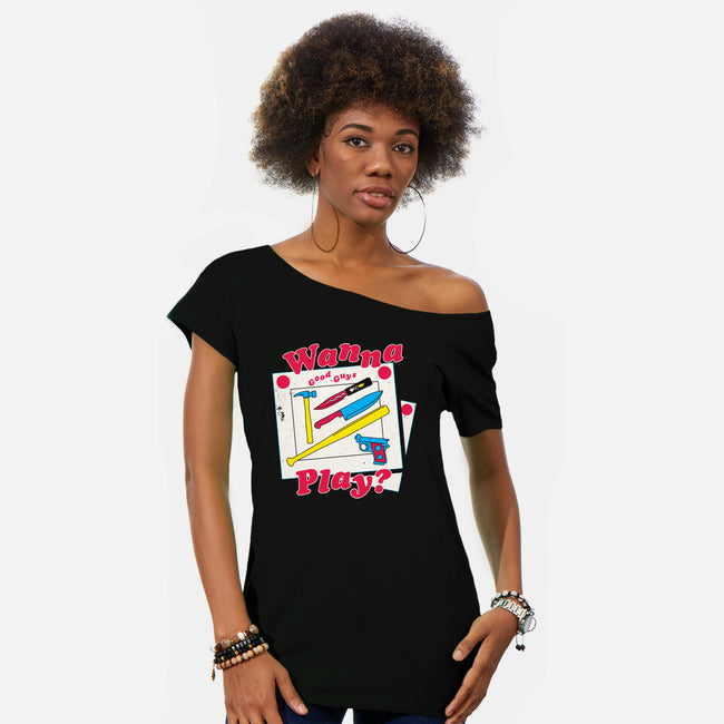 Good Guys Play-Womens-Off Shoulder-Tee-Nemons