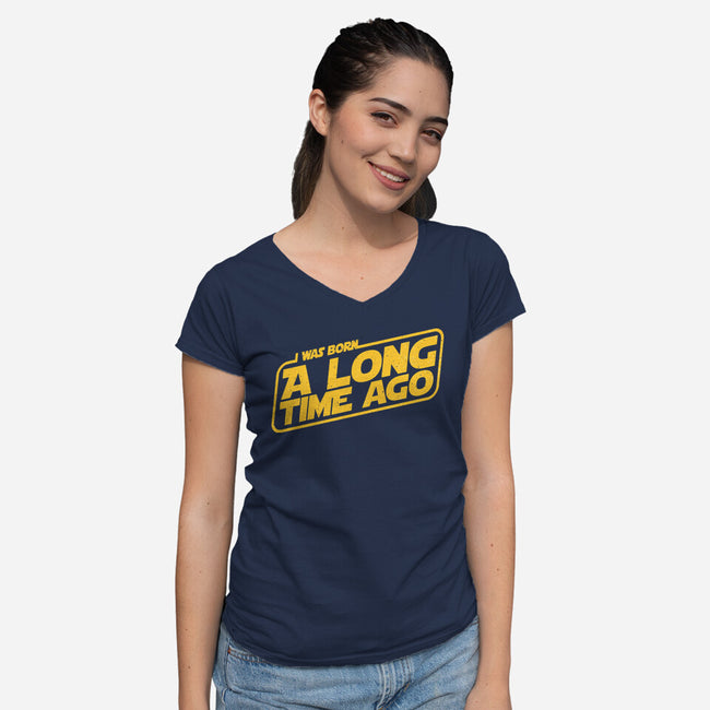 Born A Long Time Ago-Womens-V-Neck-Tee-retrodivision