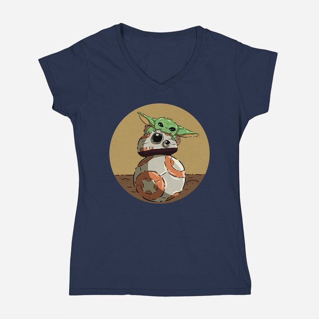 Bite My Robot-Womens-V-Neck-Tee-nickzzarto