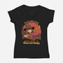 Witch Sleeping In Bed-Womens-V-Neck-Tee-Studio Mootant