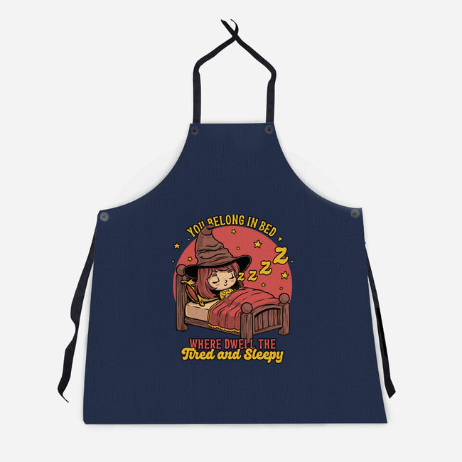 Witch Sleeping In Bed-Unisex-Kitchen-Apron-Studio Mootant