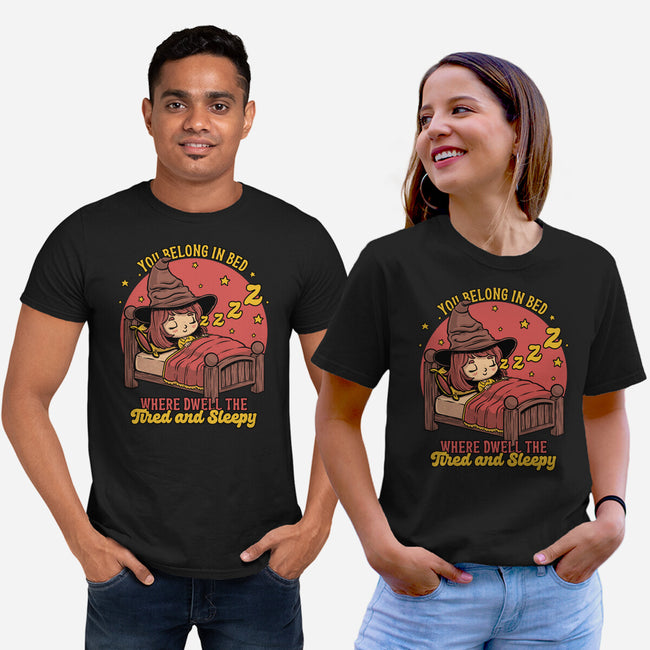 Witch Sleeping In Bed-Unisex-Basic-Tee-Studio Mootant