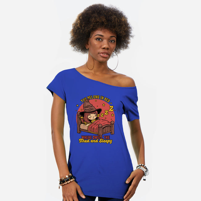 Witch Sleeping In Bed-Womens-Off Shoulder-Tee-Studio Mootant