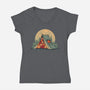 Cat Camping-Womens-V-Neck-Tee-erion_designs