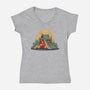 Cat Camping-Womens-V-Neck-Tee-erion_designs