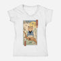 Meowster In Sakura Branch-Womens-V-Neck-Tee-vp021