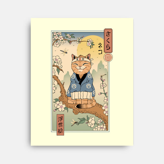 Meowster In Sakura Branch-None-Stretched-Canvas-vp021