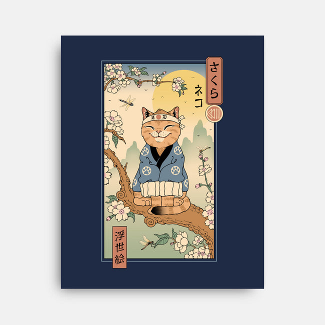 Meowster In Sakura Branch-None-Stretched-Canvas-vp021