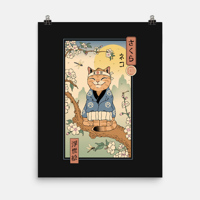 Meowster In Sakura Branch-None-Matte-Poster-vp021