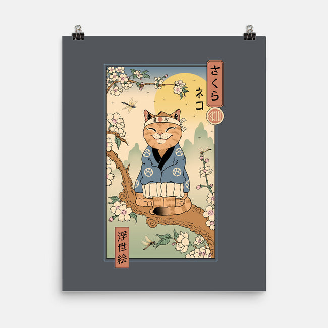 Meowster In Sakura Branch-None-Matte-Poster-vp021