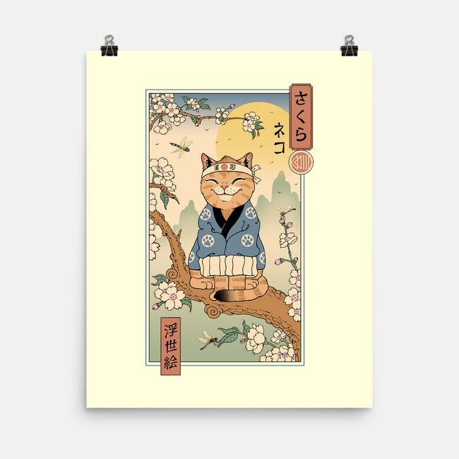 Meowster In Sakura Branch-None-Matte-Poster-vp021