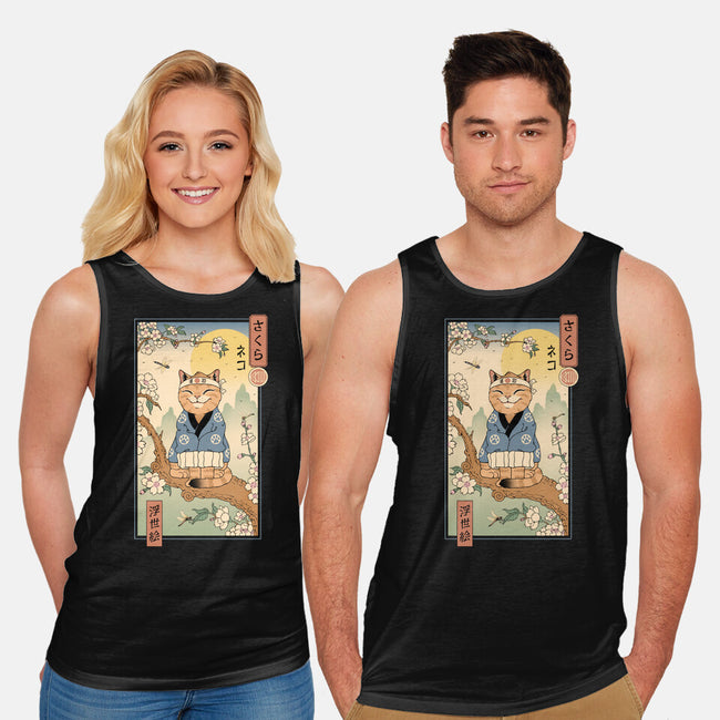 Meowster In Sakura Branch-Unisex-Basic-Tank-vp021