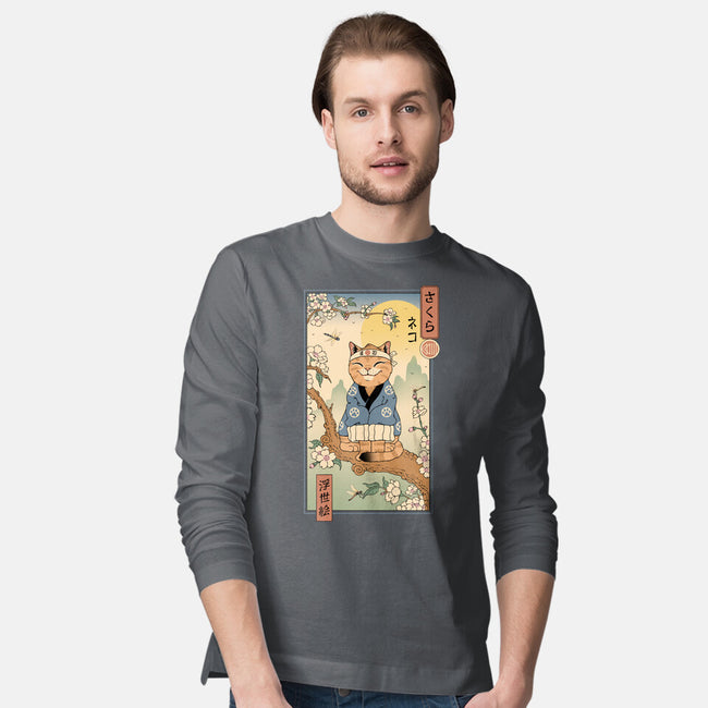 Meowster In Sakura Branch-Mens-Long Sleeved-Tee-vp021