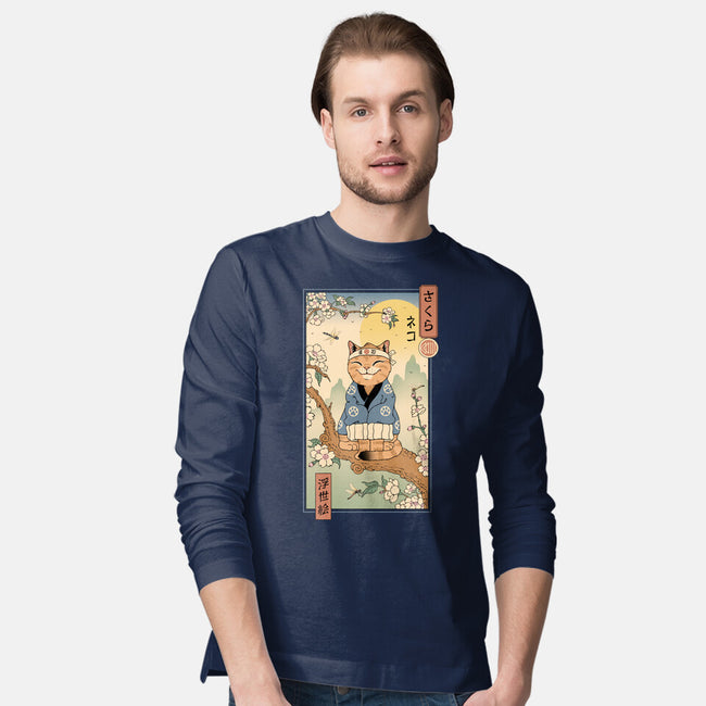 Meowster In Sakura Branch-Mens-Long Sleeved-Tee-vp021