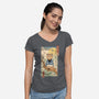 Meowster In Sakura Branch-Womens-V-Neck-Tee-vp021