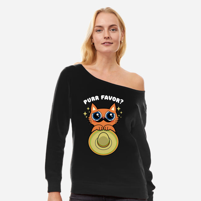 Purr Favor-Womens-Off Shoulder-Sweatshirt-Boggs Nicolas