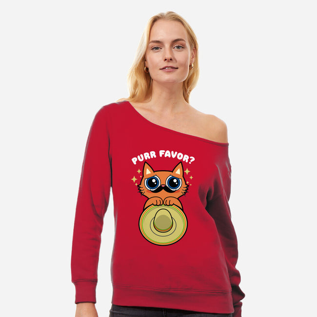 Purr Favor-Womens-Off Shoulder-Sweatshirt-Boggs Nicolas