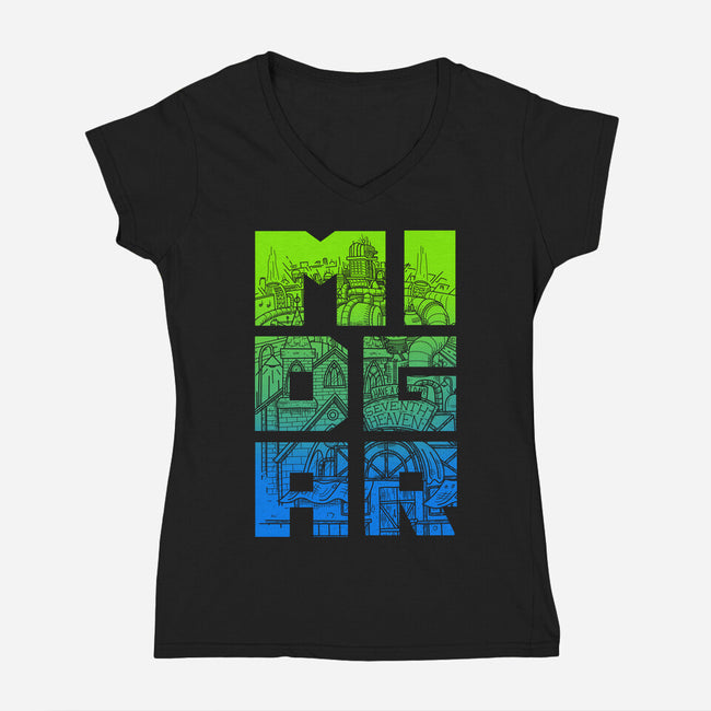 Midgar-Womens-V-Neck-Tee-Aarons Art Room