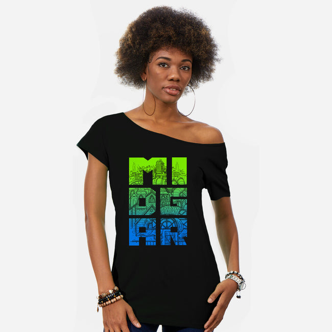 Midgar-Womens-Off Shoulder-Tee-Aarons Art Room