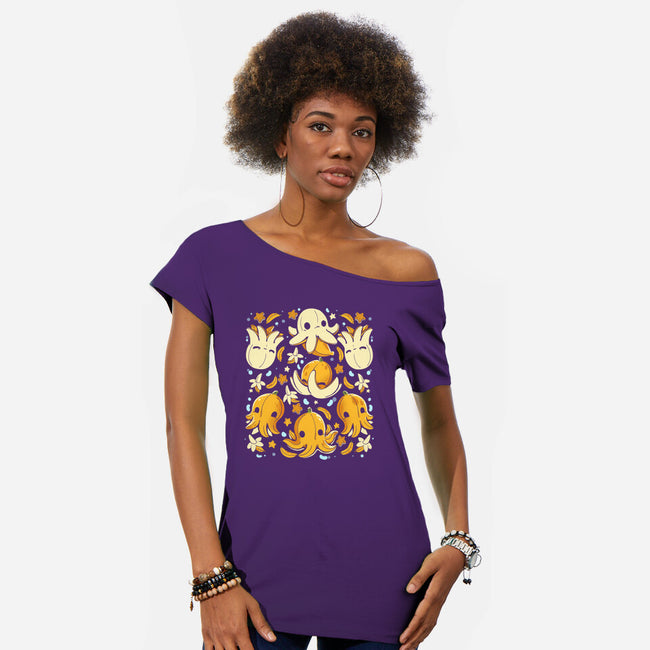 Banana Octopus-Womens-Off Shoulder-Tee-Vallina84