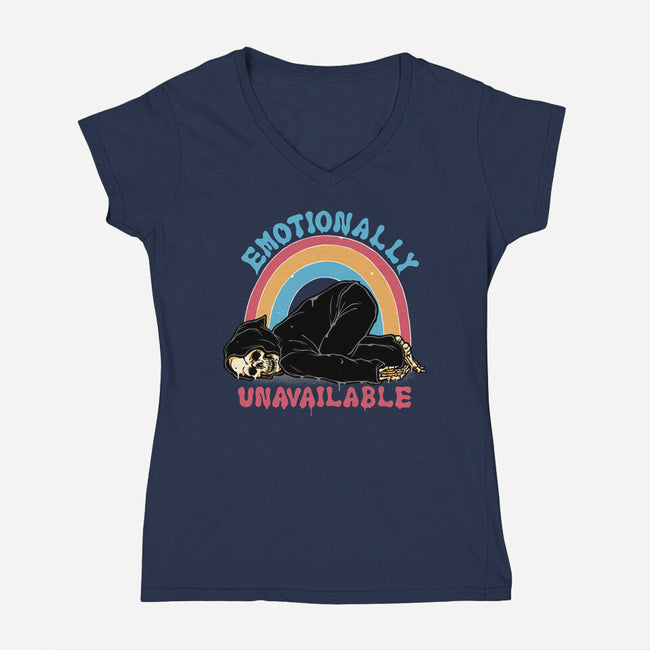 Emotionally Unavailable Reaper-Womens-V-Neck-Tee-momma_gorilla