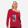 Corner Box Heads-Womens-Off Shoulder-Sweatshirt-Afire