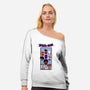 Corner Box Heads-Womens-Off Shoulder-Sweatshirt-Afire