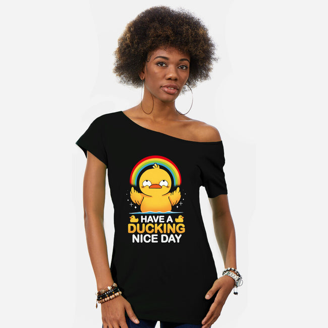 Have A Ducking Day-Womens-Off Shoulder-Tee-Vallina84