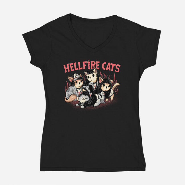 Hellfire Cats-Womens-V-Neck-Tee-momma_gorilla