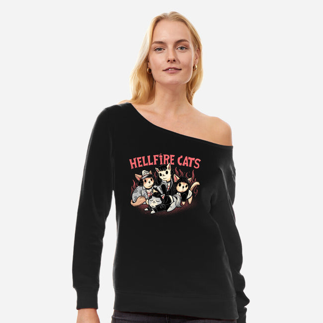 Hellfire Cats-Womens-Off Shoulder-Sweatshirt-momma_gorilla