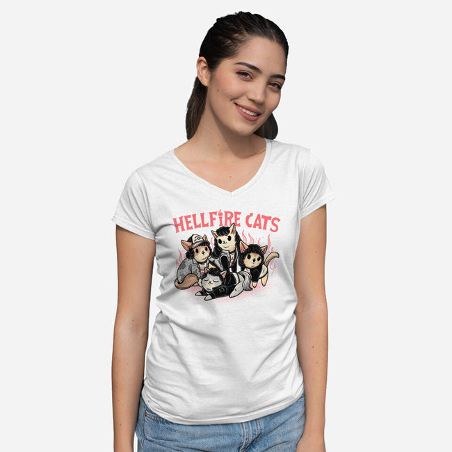 Hellfire Cats-Womens-V-Neck-Tee-momma_gorilla