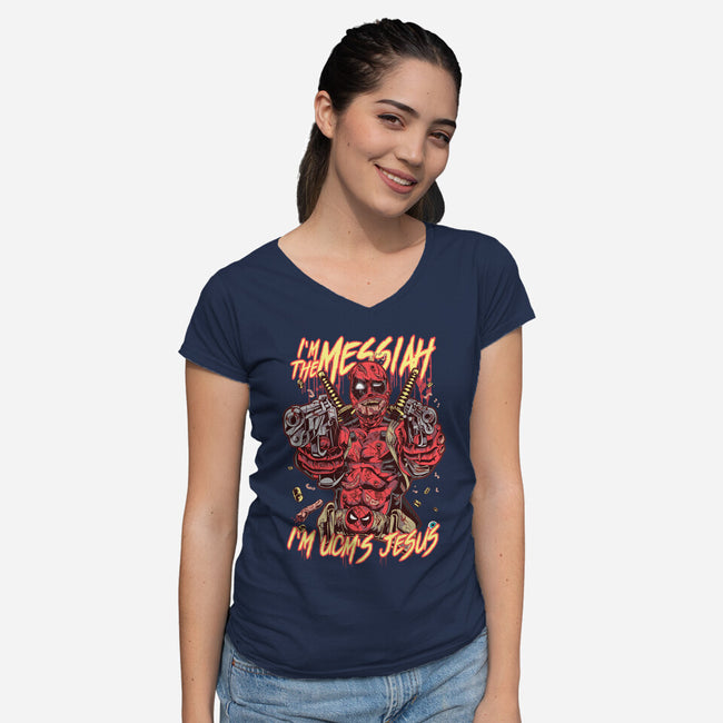 I'm The Messiah-Womens-V-Neck-Tee-Nihon Bunka