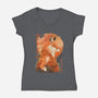 Red Fox Samurai-Womens-V-Neck-Tee-dandingeroz