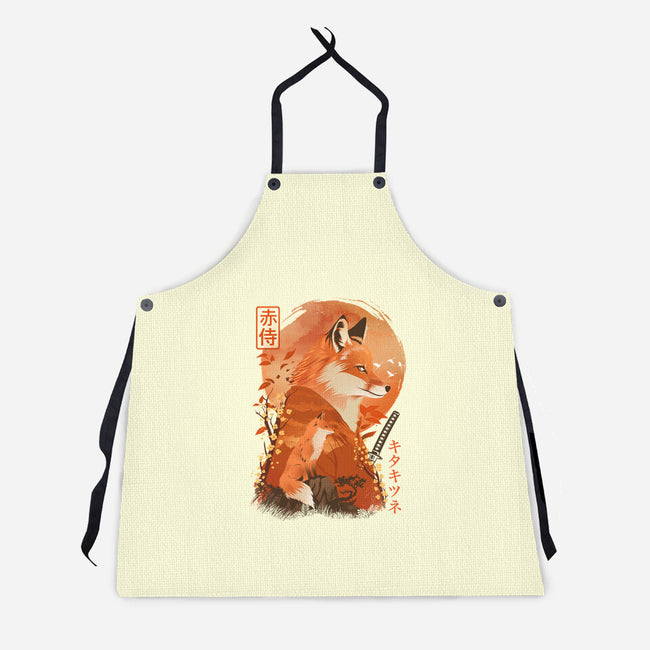 Red Fox Samurai-Unisex-Kitchen-Apron-dandingeroz