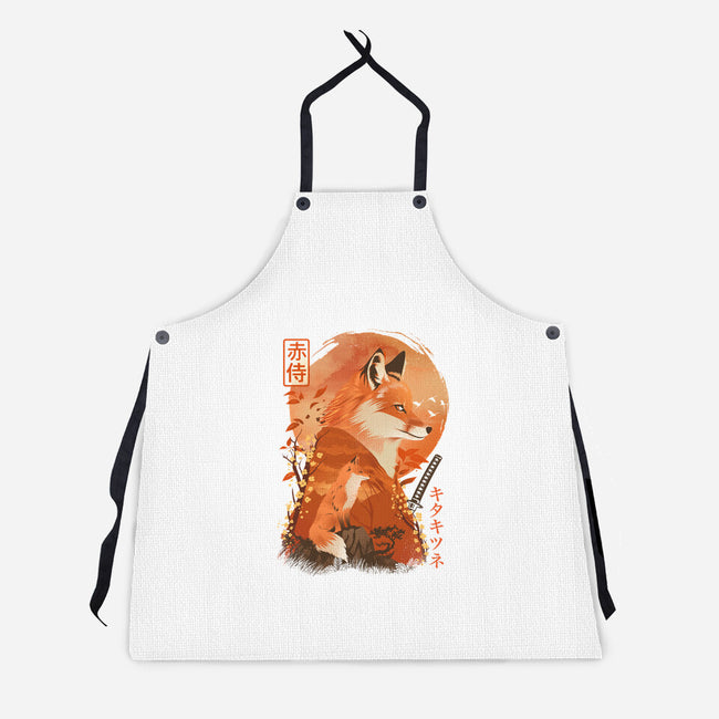 Red Fox Samurai-Unisex-Kitchen-Apron-dandingeroz