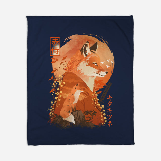 Red Fox Samurai-None-Fleece-Blanket-dandingeroz