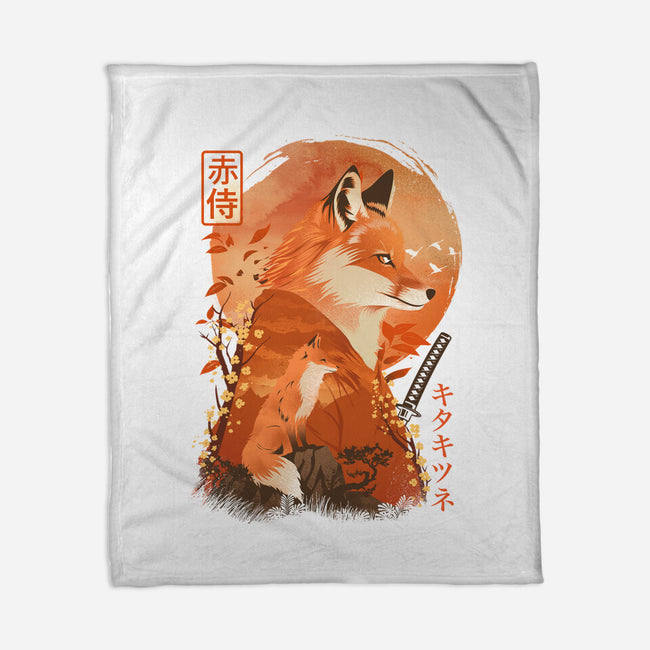 Red Fox Samurai-None-Fleece-Blanket-dandingeroz