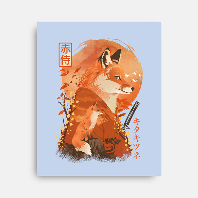 Red Fox Samurai-None-Stretched-Canvas-dandingeroz