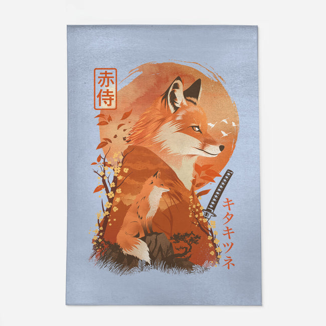 Red Fox Samurai-None-Indoor-Rug-dandingeroz