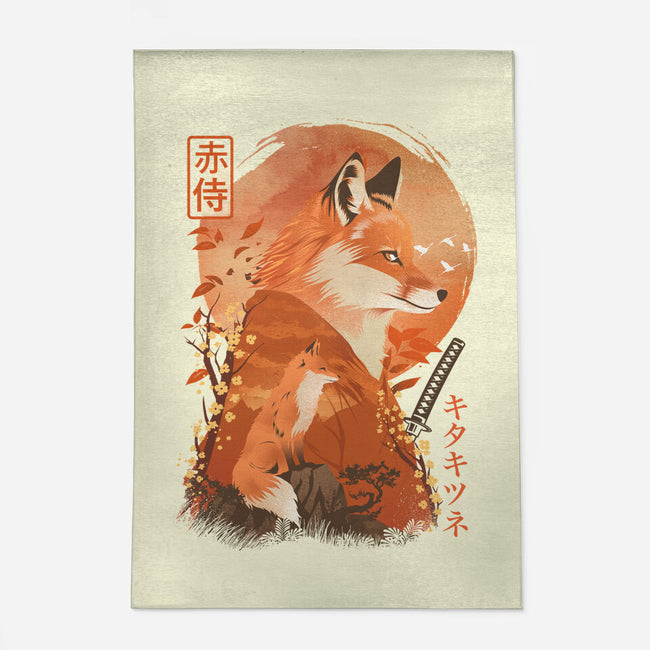 Red Fox Samurai-None-Indoor-Rug-dandingeroz