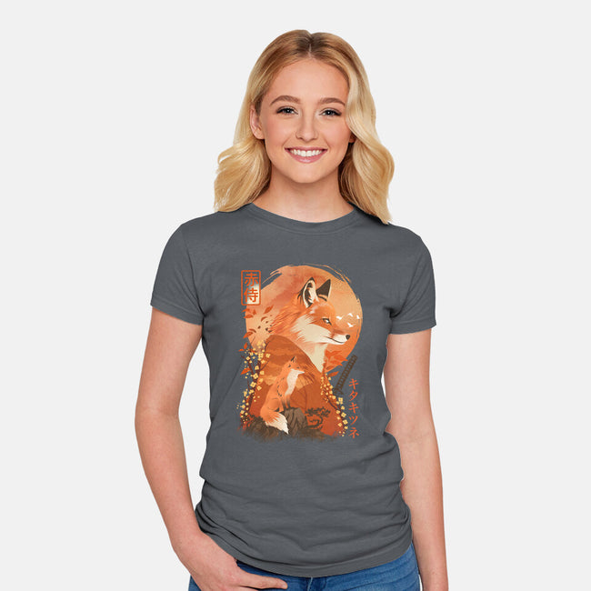 Red Fox Samurai-Womens-Fitted-Tee-dandingeroz