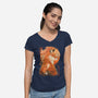 Red Fox Samurai-Womens-V-Neck-Tee-dandingeroz