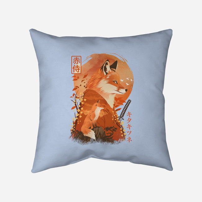 Red Fox Samurai-None-Removable Cover-Throw Pillow-dandingeroz