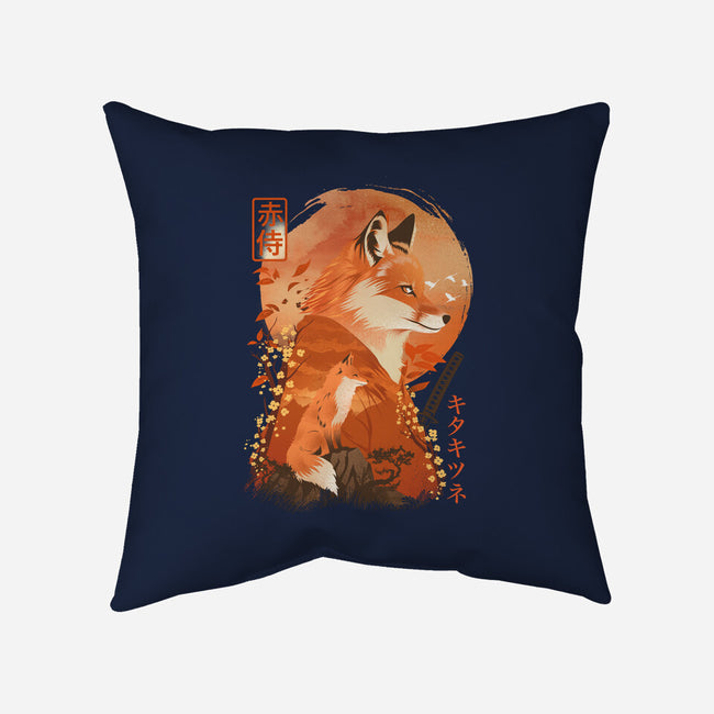 Red Fox Samurai-None-Removable Cover-Throw Pillow-dandingeroz