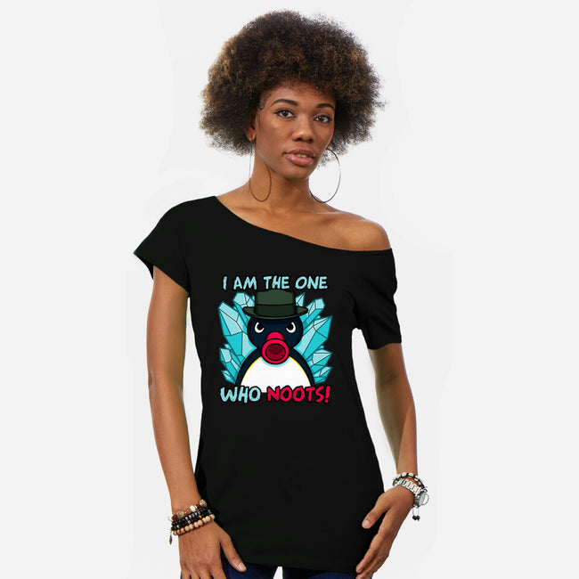 The One Who Noots-Womens-Off Shoulder-Tee-Raffiti