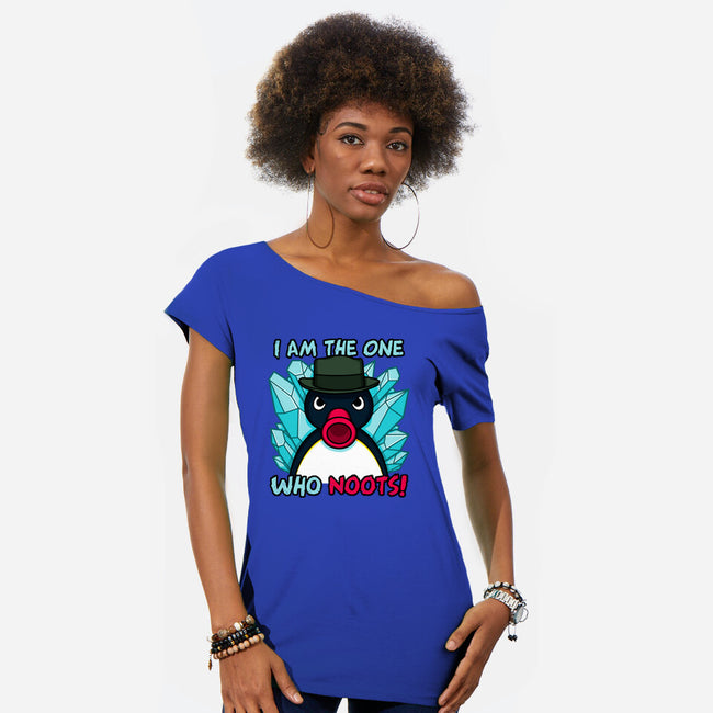 The One Who Noots-Womens-Off Shoulder-Tee-Raffiti