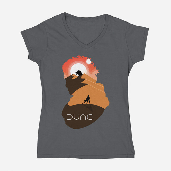 Dune Silhouette-Womens-V-Neck-Tee-Tri haryadi