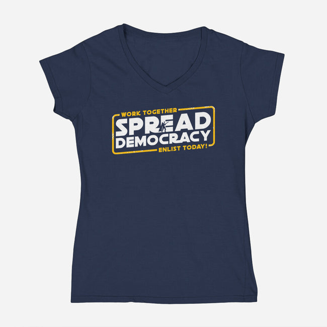 Spread Democracy-Womens-V-Neck-Tee-rocketman_art