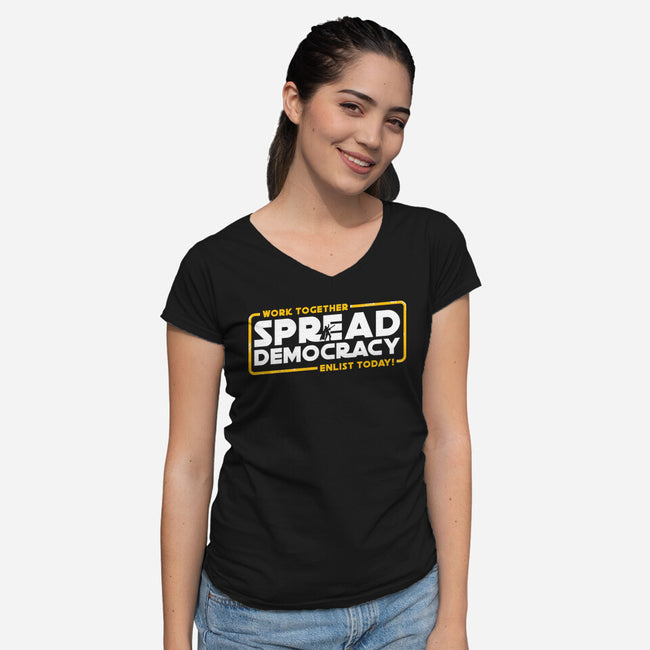 Spread Democracy-Womens-V-Neck-Tee-rocketman_art