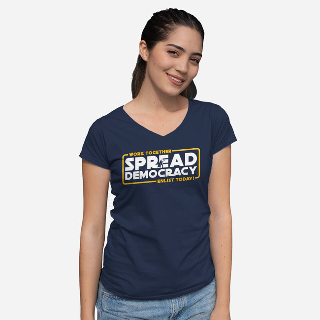 Spread Democracy-Womens-V-Neck-Tee-rocketman_art